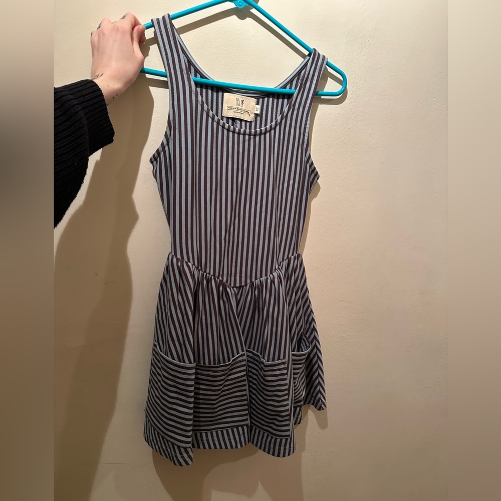 Fashion Brand Company Striped Mini Pocket Dress